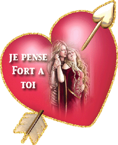 Gif animé je pense fort à toi coeur